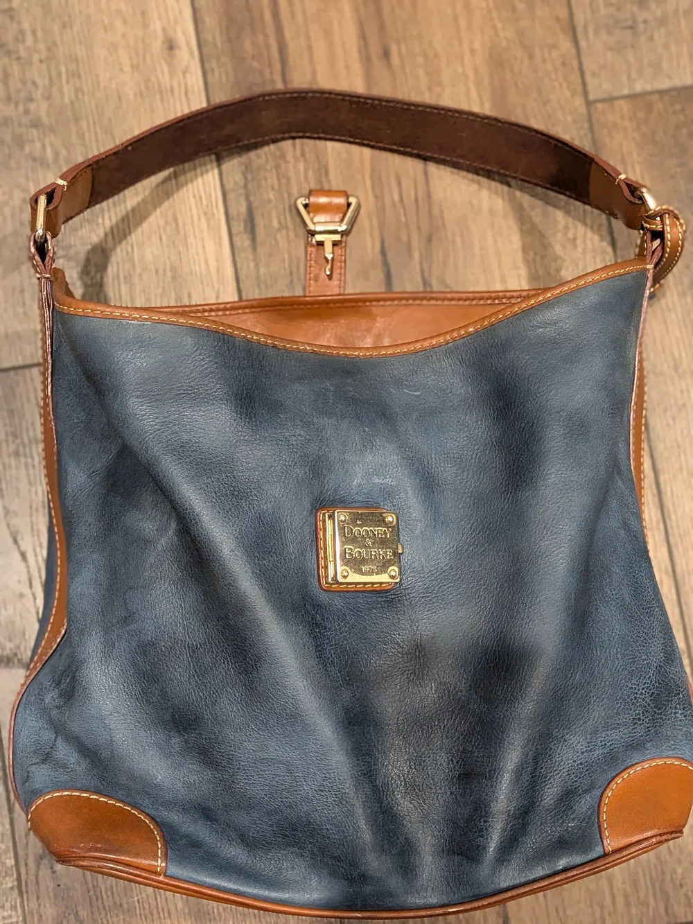 Dooney & Bourke Blue and Brown Leather Hobo Bag